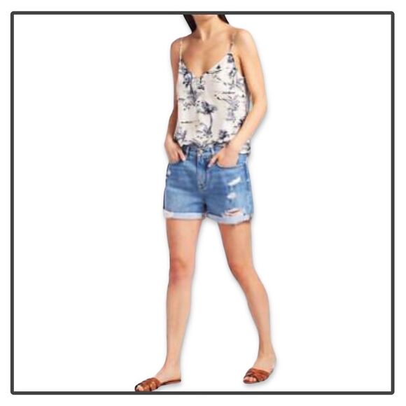 NWT Frame Denim Le Beau Distressed Cuffed Hem Jean Shorts in Elsey Rips - Picture 8 of 16